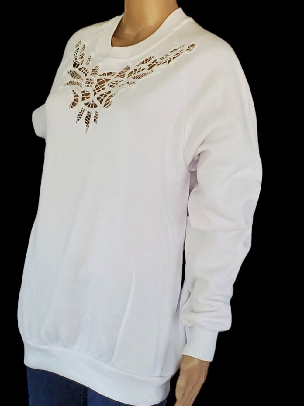Vintage Sunbelt Fleece Crewneck Sweatshirt Sweater Women's L White Long Sleeve